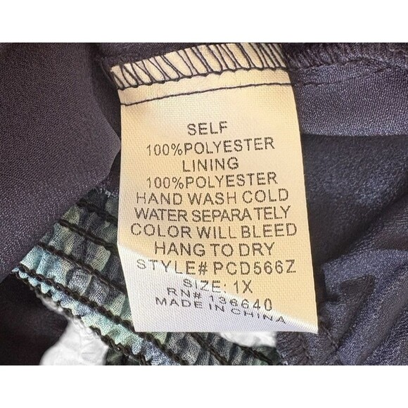 L'Atiste by Amy Layered Ruffle Tiered Dress Blue Floral Women's 1X Sheer Sleeves - Picture 6 of 16